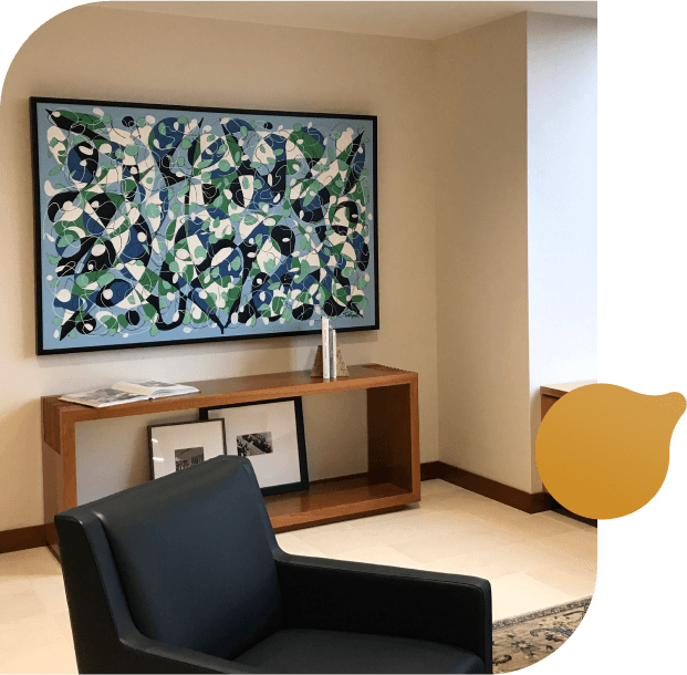 large painting in office